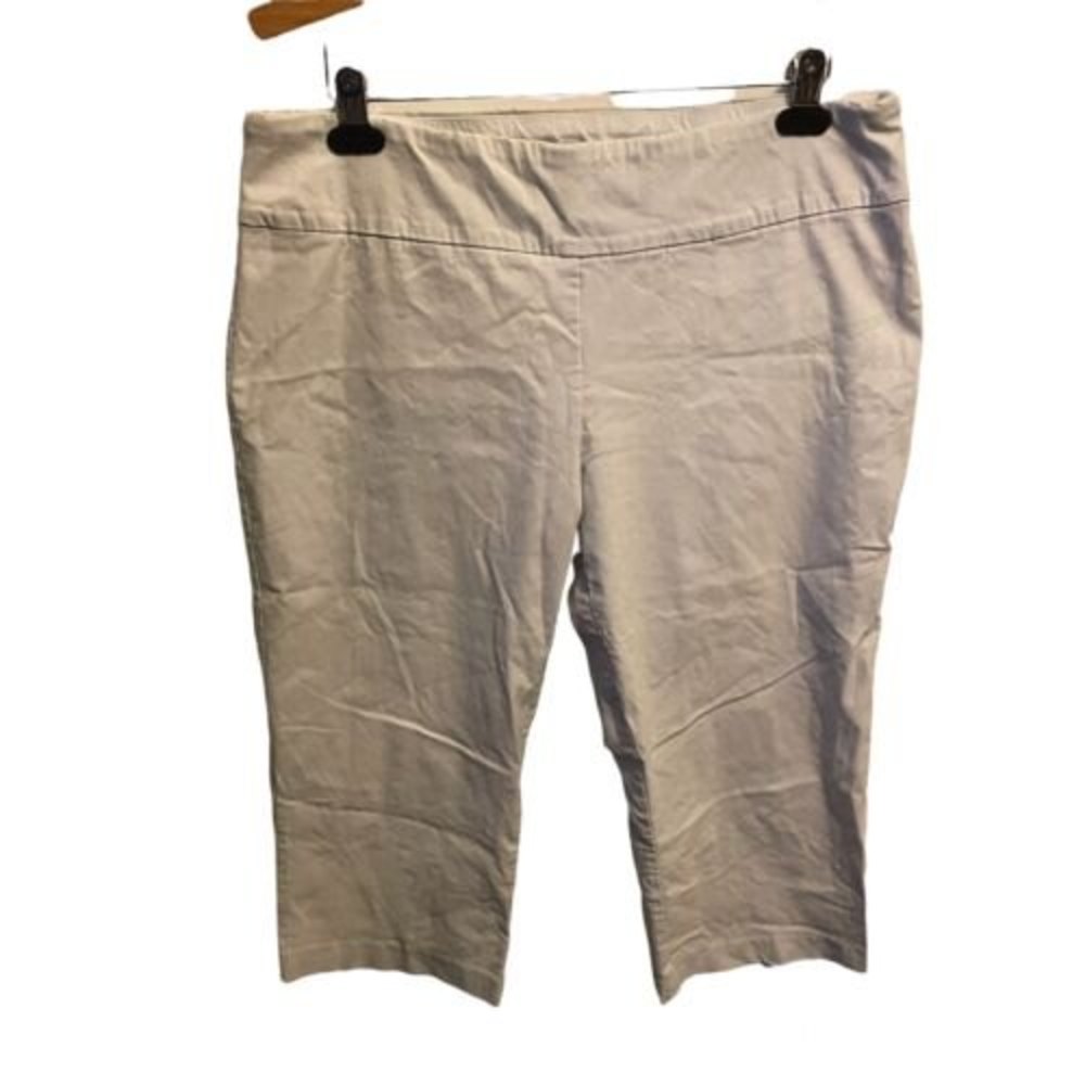 Tribal Womens White Elastic Waist Pull On Regular Crop Capri Pants Size 16